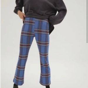 NWT Urban Outfitters High Rise Blue, Red, White, Black Plaid Flare Pants Size M